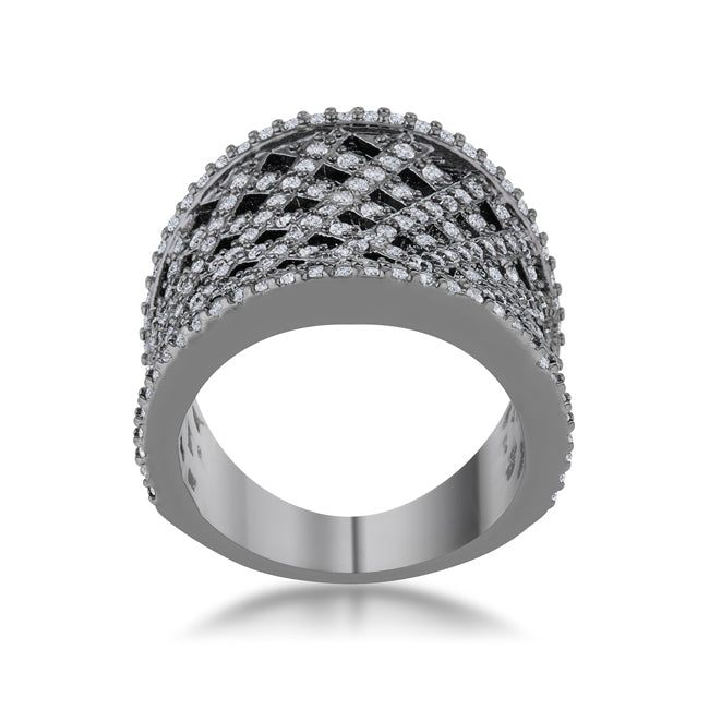 Brin 1.4ct CZ Hematite Wide Woven Style Ring - The Best Accessory
