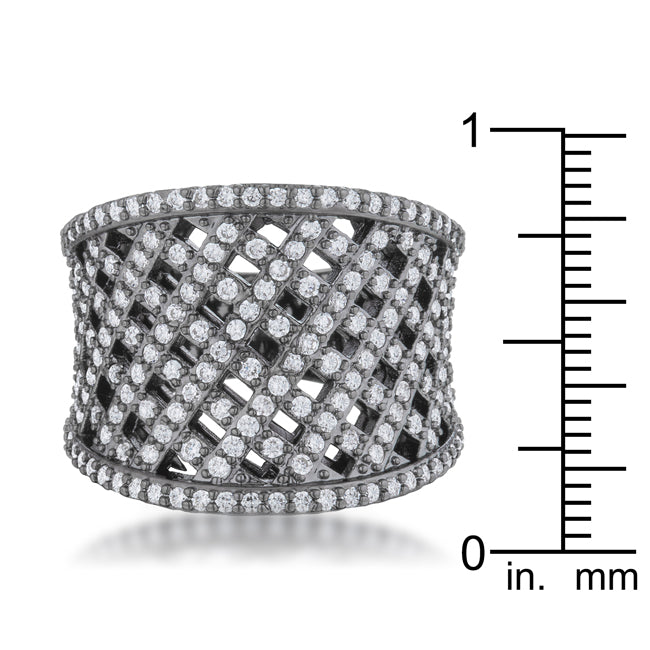 Brin 1.4ct CZ Hematite Wide Woven Style Ring - The Best Accessory