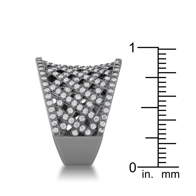 Brin 1.4ct CZ Hematite Wide Woven Style Ring - The Best Accessory
