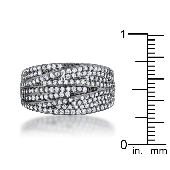 Kina 1.7ct Clear CZ Hematite Contemporary Cocktail Ring - The Best Accessory