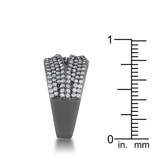 Kina 1.7ct Clear CZ Hematite Contemporary Cocktail Ring - The Best Accessory