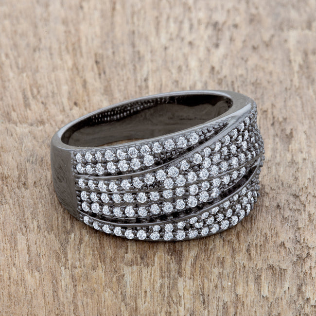 Kina 1.7ct Clear CZ Hematite Contemporary Cocktail Ring - The Best Accessory