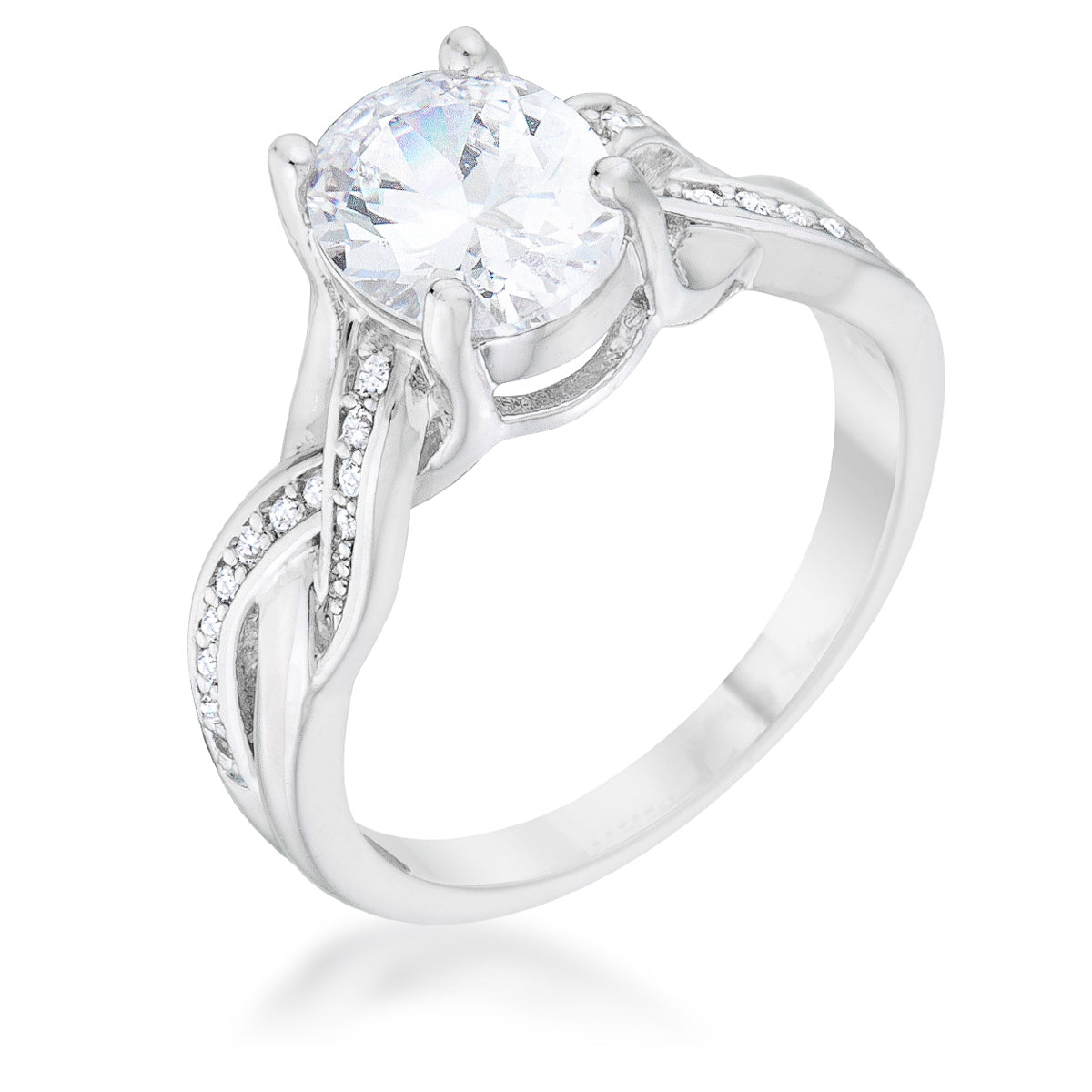 Justine 2ct CZ Rhodium Classic Oval Ring - The Best Accessory