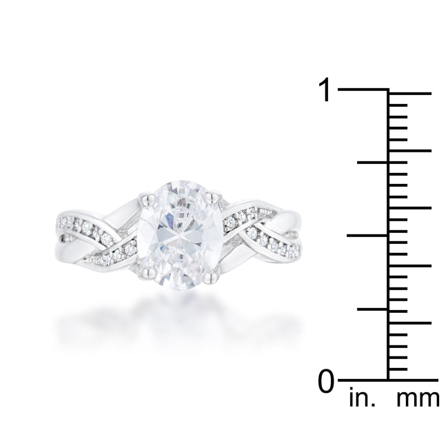 Justine 2ct CZ Rhodium Classic Oval Ring - The Best Accessory