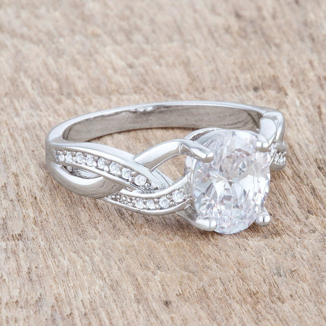 Justine 2ct CZ Rhodium Classic Oval Ring - The Best Accessory
