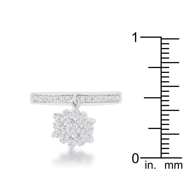 Snowflake 0.35ct CZ Rhodium Simple Holiday Charm Band Ring - The Best Accessory