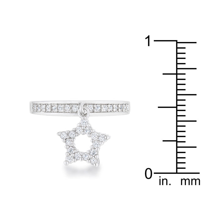 Star 0.25ct CZ Rhodium Simple Holiday Charm Band Ring - The Best Accessory