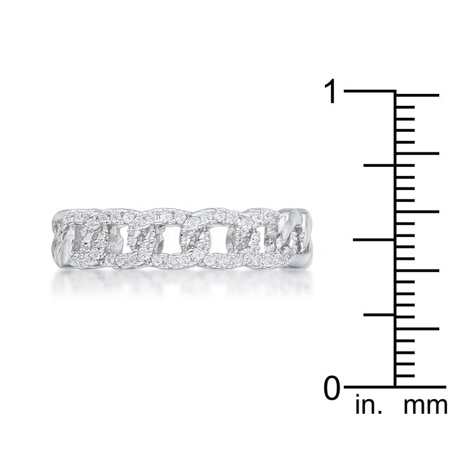 Interlocking Rhodium Chain Design Ring with CZ - The Best Accessory