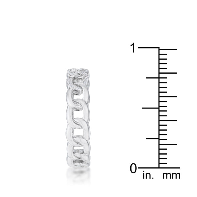 Interlocking Rhodium Chain Design Ring with CZ - The Best Accessory