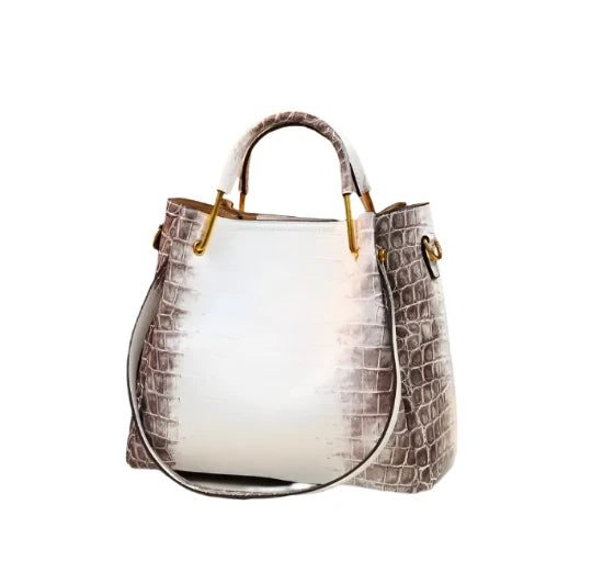 Large Leather Croc Finish Bucket Handbag - The Best Accessory