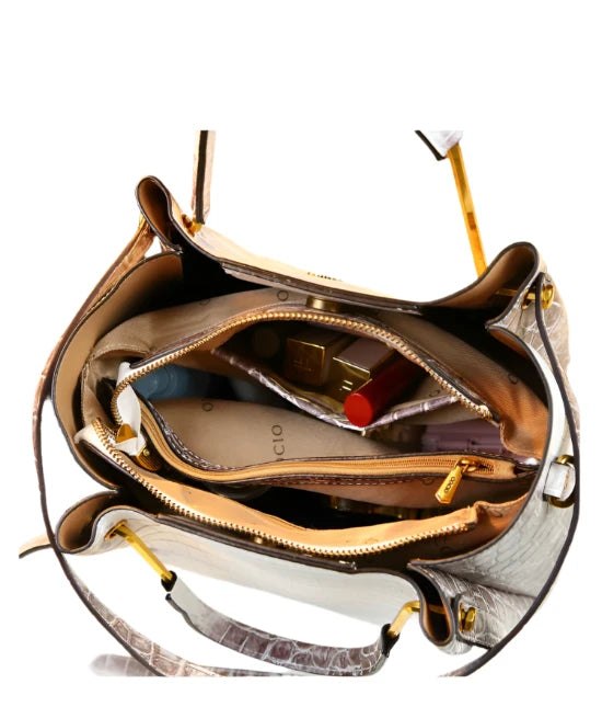 Large Leather Croc Finish Bucket Handbag - The Best Accessory