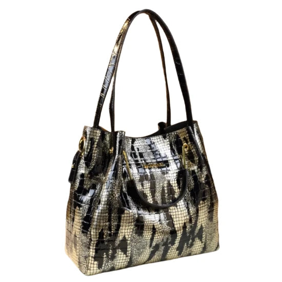Large Leather Croc Finish Bucket Handbag - The Best Accessory