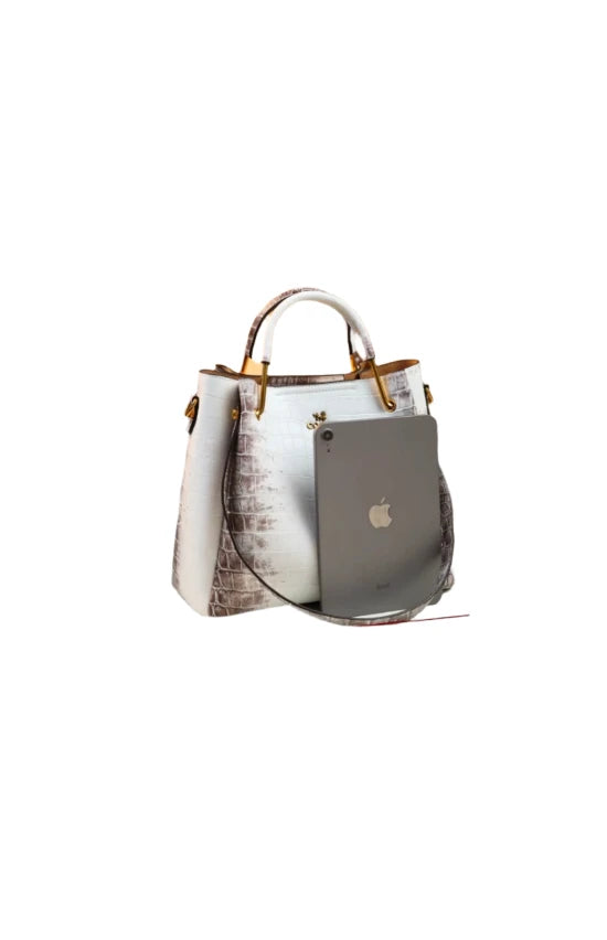 Large Leather Croc Finish Bucket Handbag - The Best Accessory