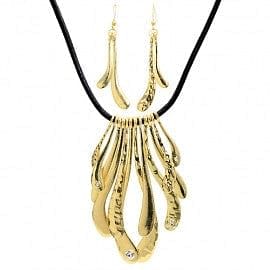 Graduated Wave Drop Pendant on Leatherette NecklaceSet - The Best Accessory