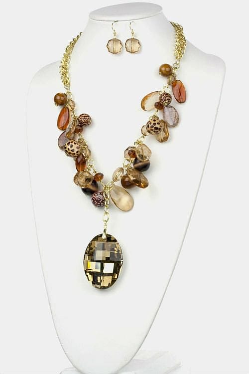 The Best Accessory Spectacular Oval Crystal and Beads Necklace Set