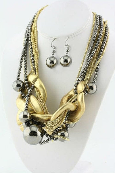 The Best Accessory Mesh&Bead Necklace Set