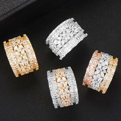 The Best Accessory 7 / A Silver Luxury Geometry Bold Statement CZ Ring