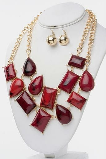 Stunning Tear Drop & Square Maxi Necklace Set - The Best Accessory