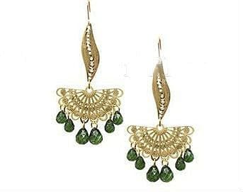 Chandelier Earrings with Green Beads - The Best Accessory