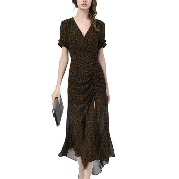 The Best Accessory Elegant Chiffon Leopard Print Dress