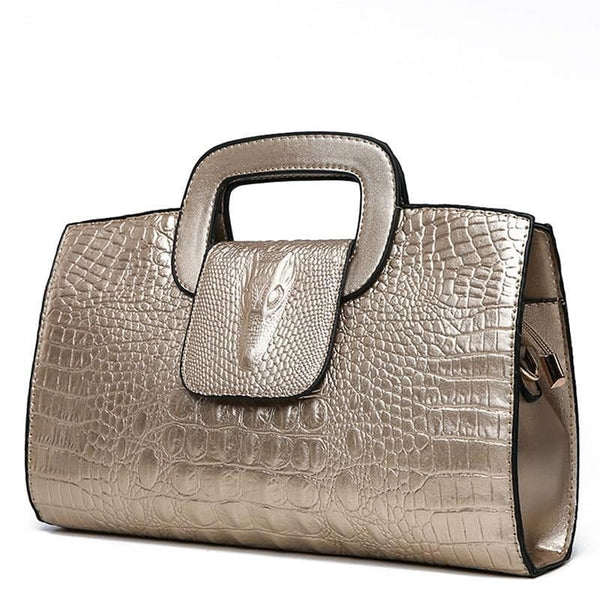 Pu Women Crocodile Print Handbag Fashion Vintage Zipper Shoulder Bag