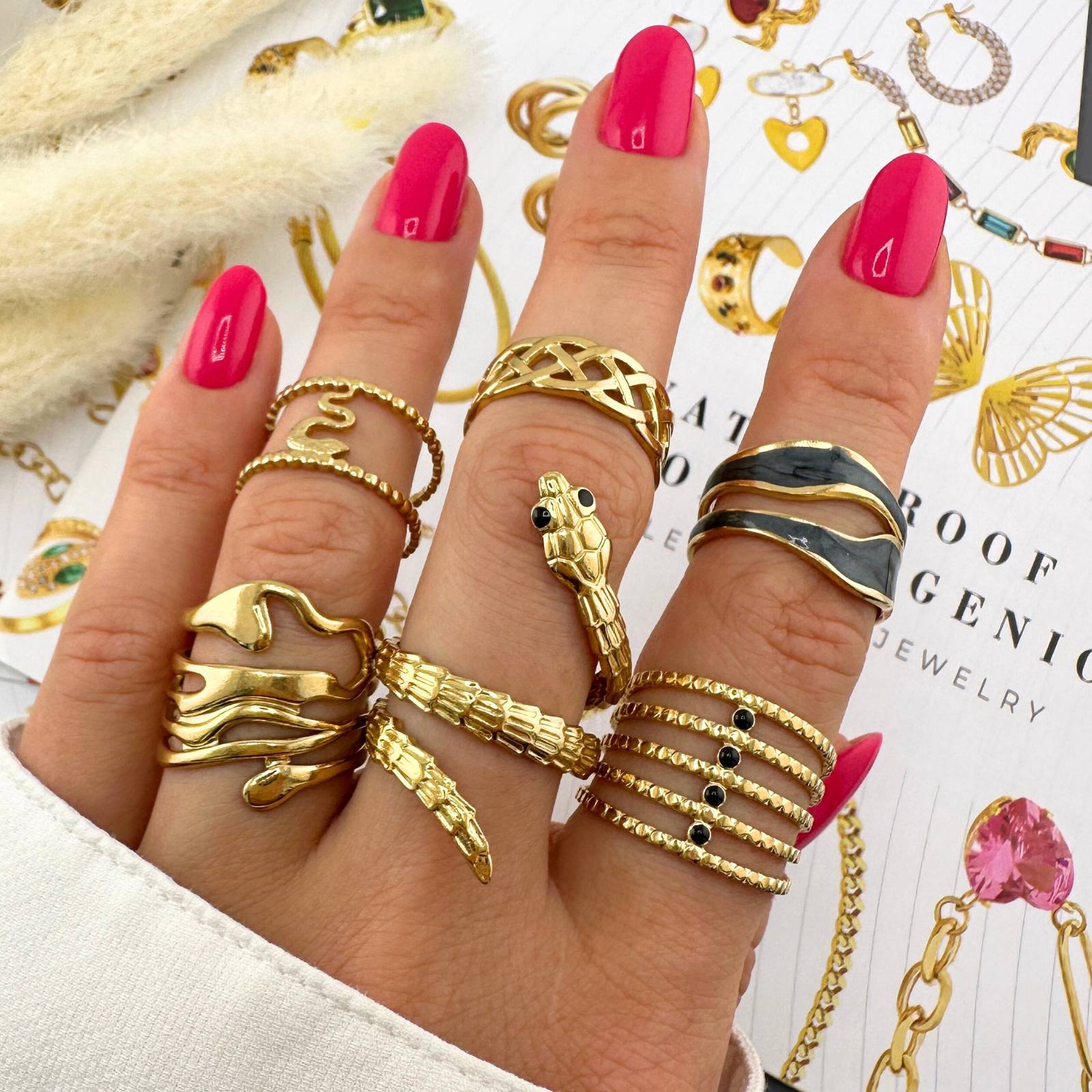 18K gold plated Stainless steel  Snake finger ring, Intensity - The Best Accessory