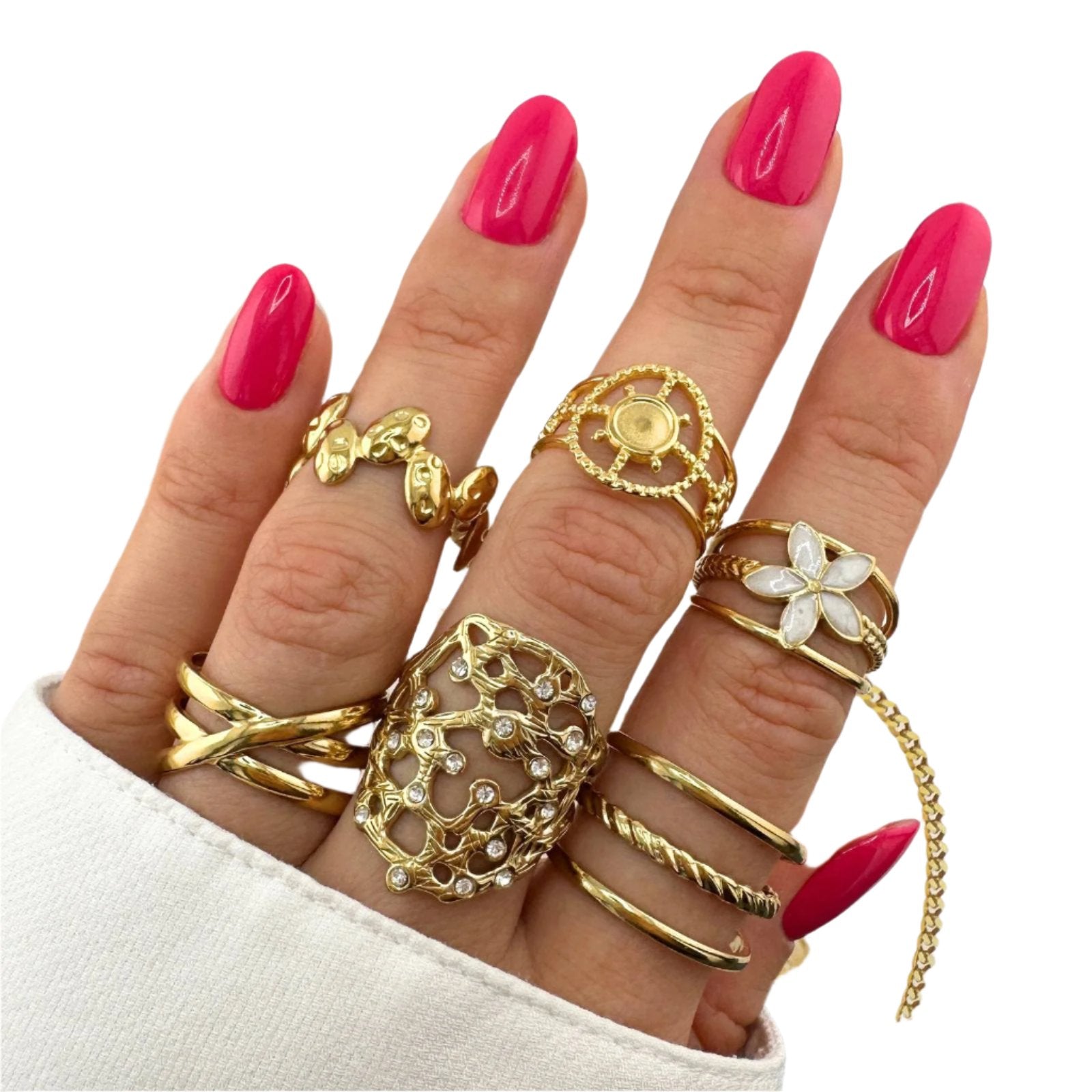 18K gold plated Stainless steel  Flowers finger ring, Intensity - The Best Accessory