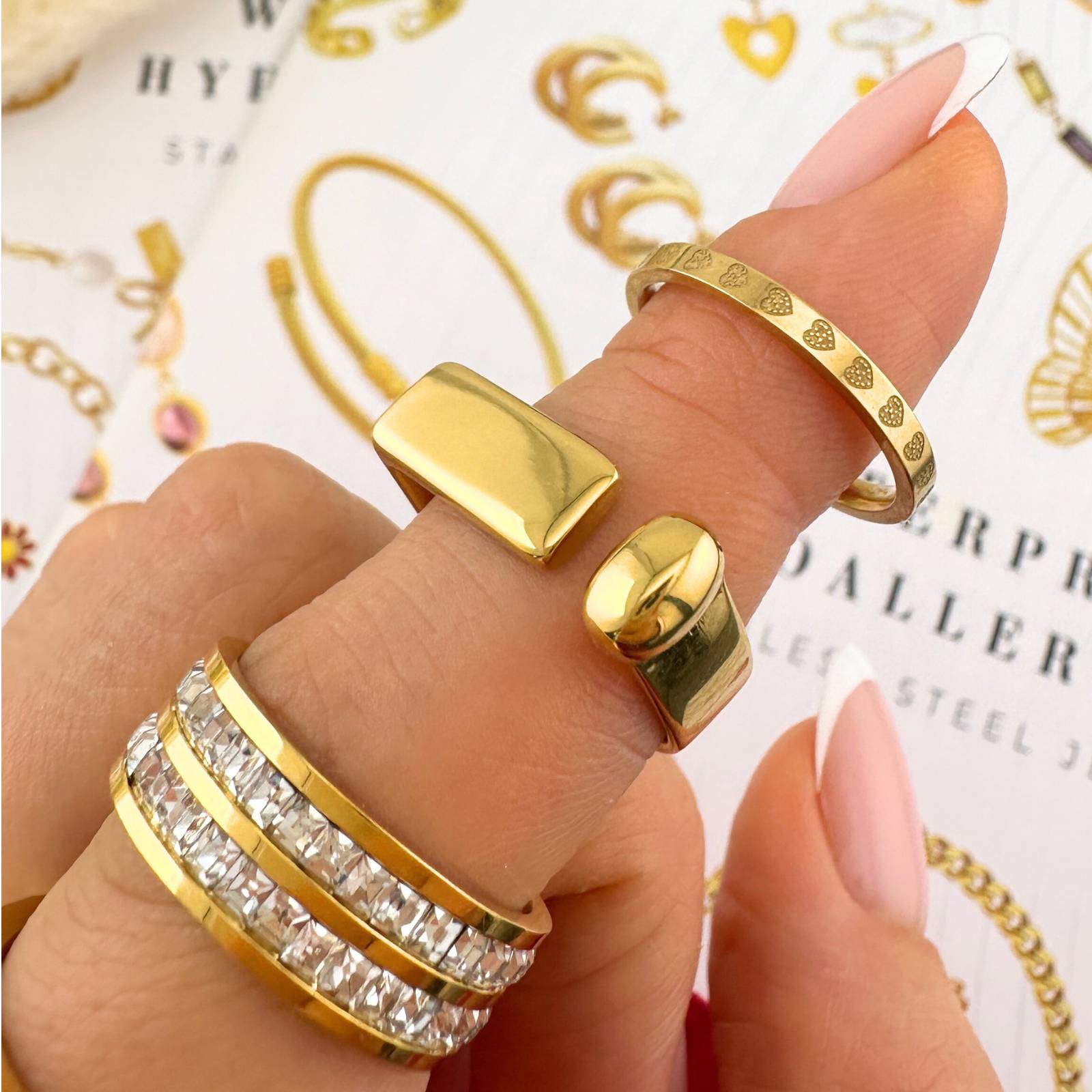 18K gold plated Stainless steel finger ring, Intensity - The Best Accessory