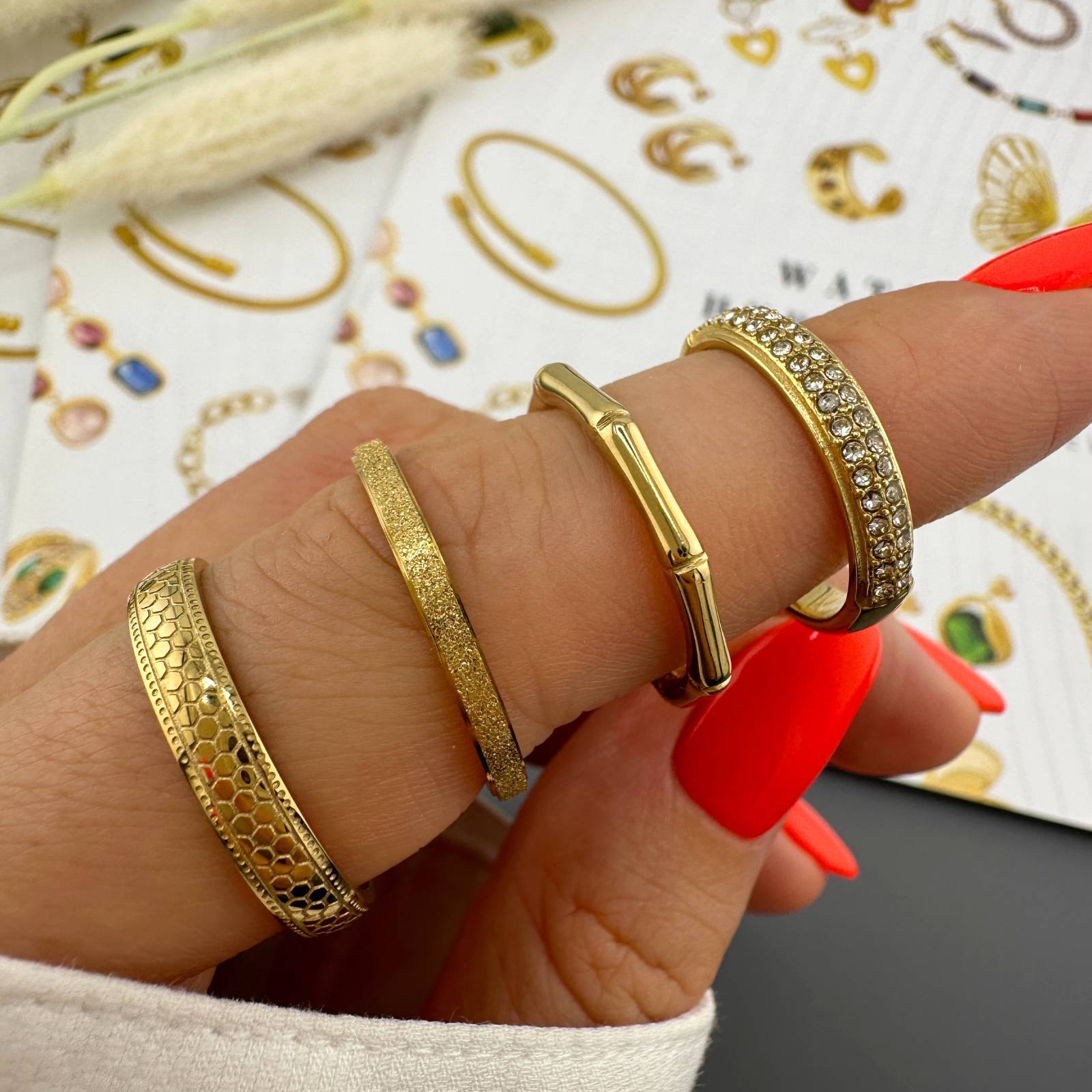 18K gold plated Stainless steel finger ring, Intensity - The Best Accessory