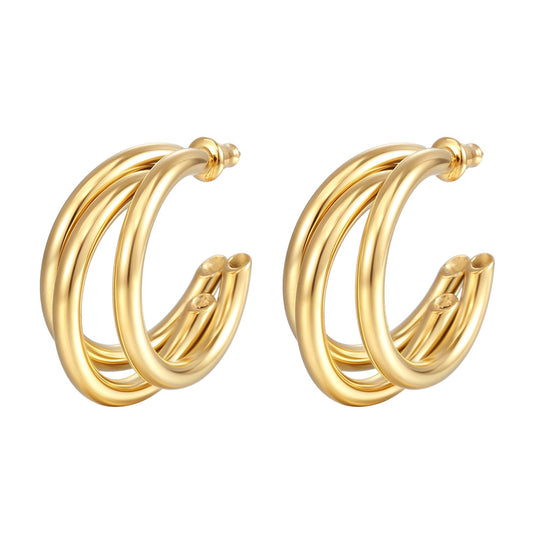 18K Gold Plated Stainless Steel Hoop Earrings, Intensity - The Best Accessory