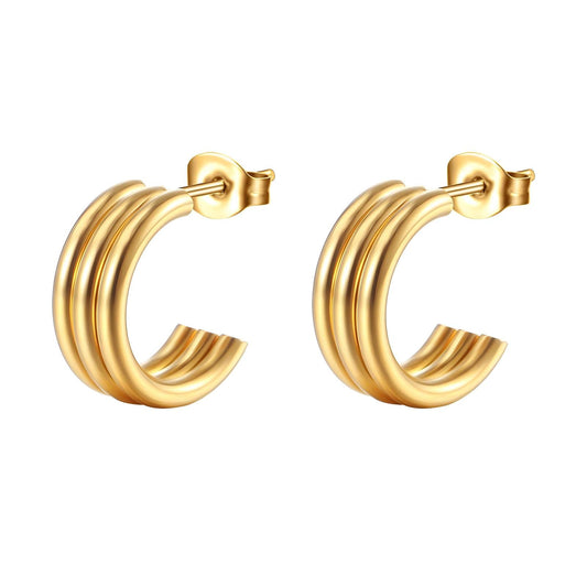 18K Gold Plated Stainless Steel Hoop Earrings, Intensity - The Best Accessory
