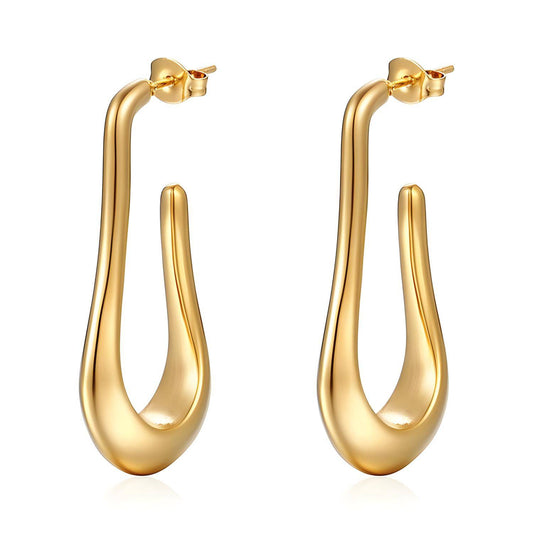 18K Gold Plated Stainless Steel Irregular Hoop Earrings, Intensity - The Best Accessory