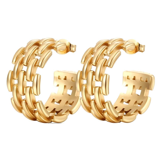 18K Gold Plated Stainless Steel Hoop Earrings, Intensity - The Best Accessory
