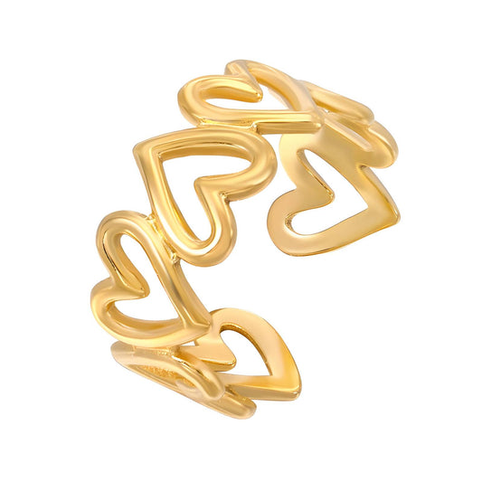 18K gold plated Stainless steel  Hearts finger ring, Intensity - The Best Accessory