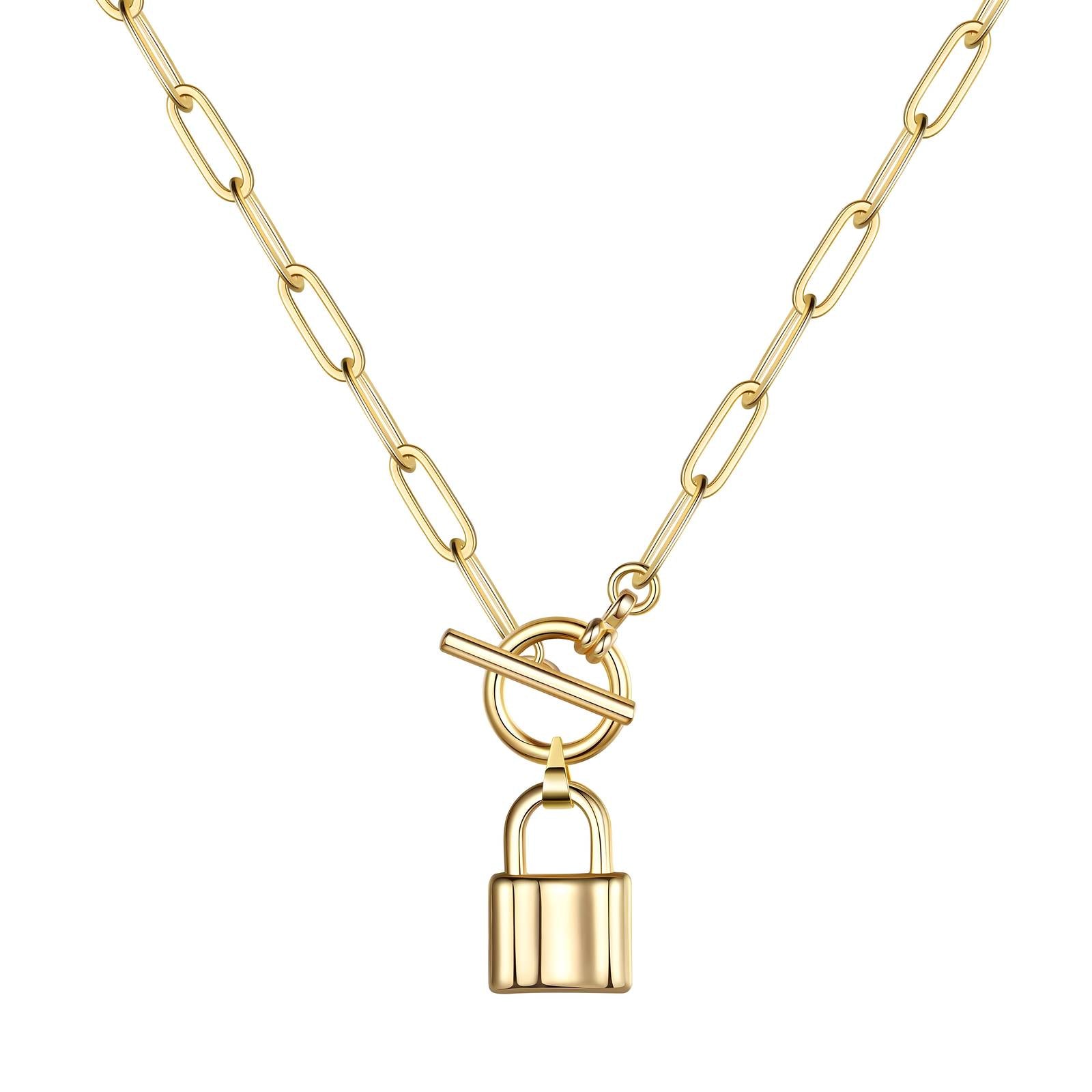 18K gold plated Stainless steel  Lock necklace, Intensity - The Best Accessory