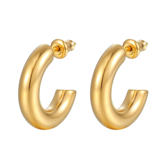 18K Gold Plated Stainless Steel Hoop Earrings, Intensity - The Best Accessory