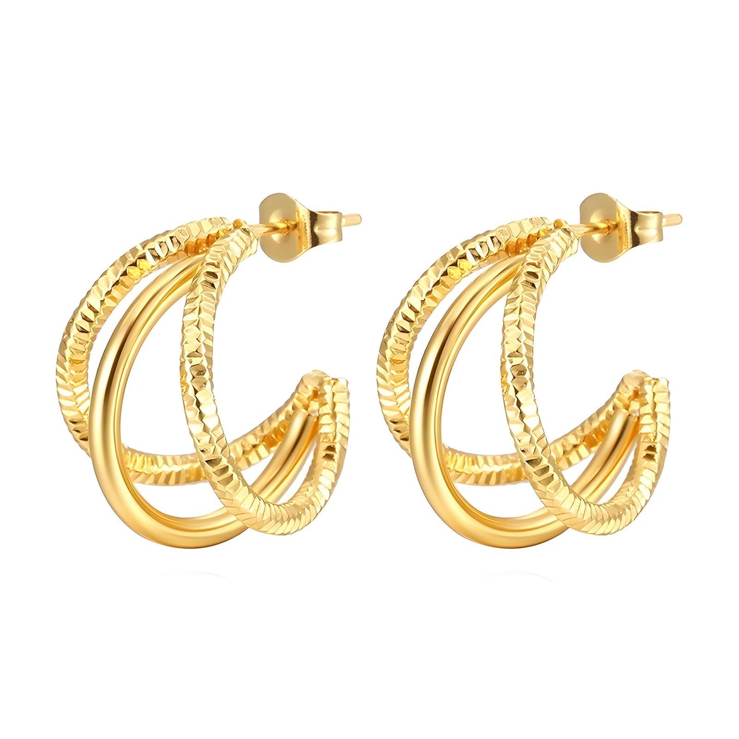 18K Gold Plated Stainless Steel Hoop Earrings, Intensity - The Best Accessory