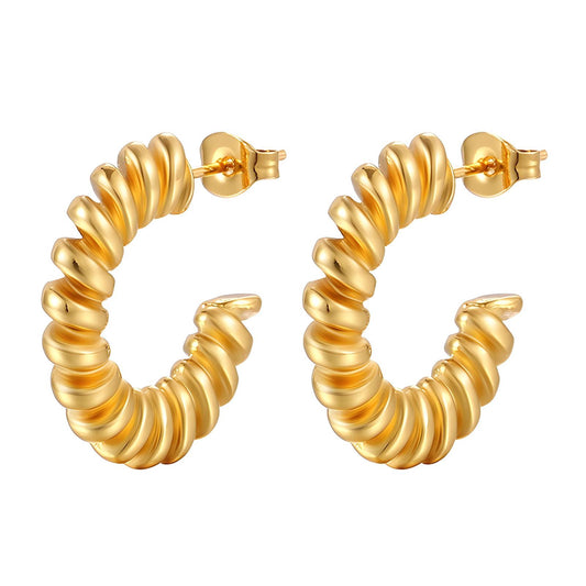 18K gold plated Stainless steel  Spiral earrings, Intensity - The Best Accessory
