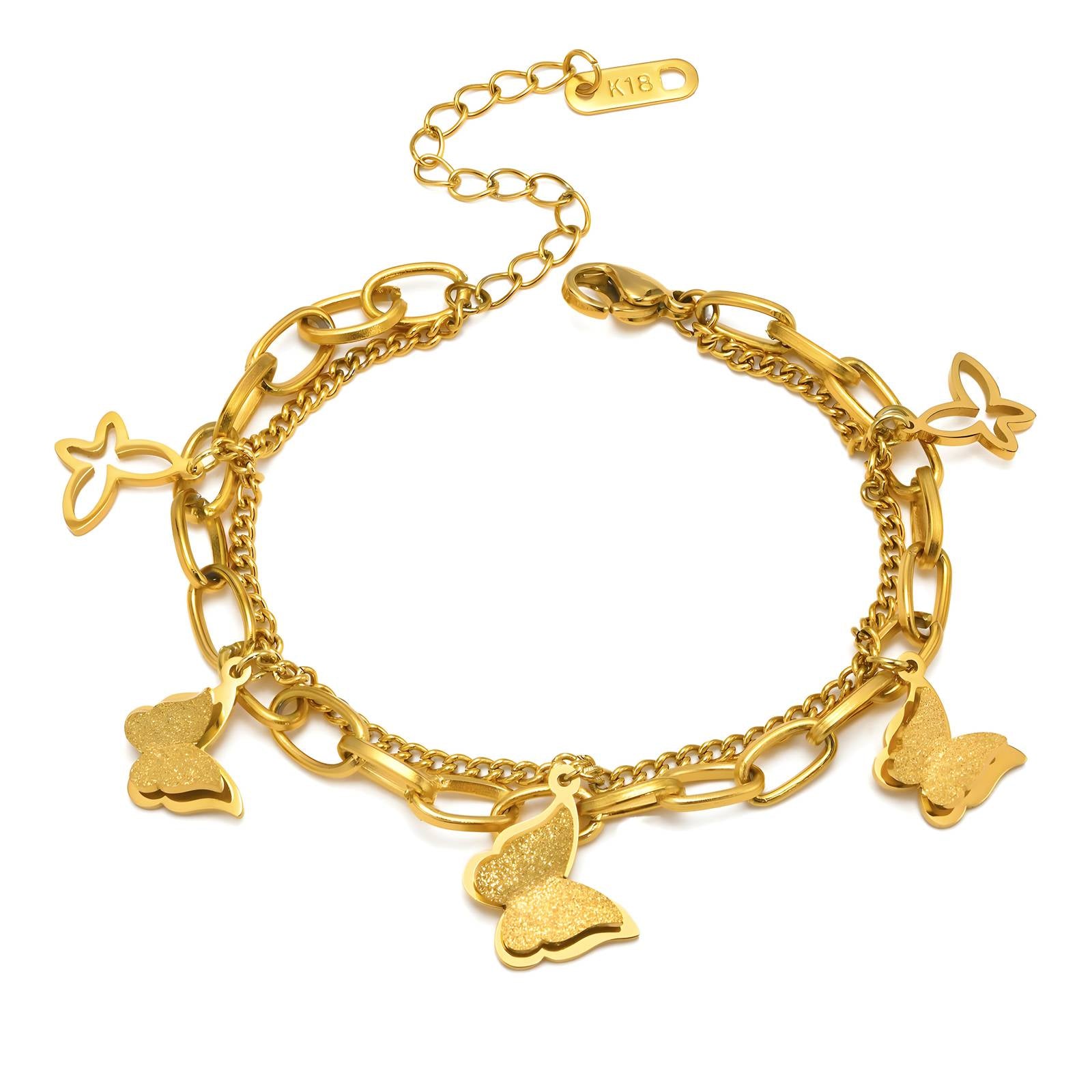 18K gold plated Stainless steel  Butterflies bracelet, Intensity - The Best Accessory