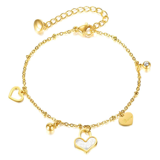 18K gold plated Stainless steel  Hearts bracelet, Intensity - The Best Accessory