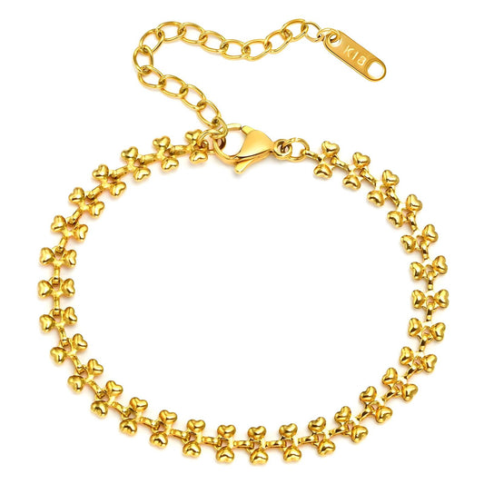 18K gold plated Stainless steel  Hearts bracelet, Intensity - The Best Accessory