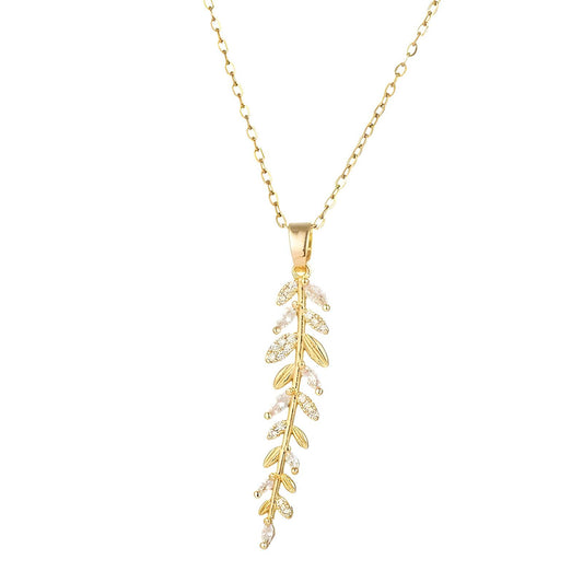 18K gold plated Stainless steel  Leafs necklace, Intensity - The Best Accessory