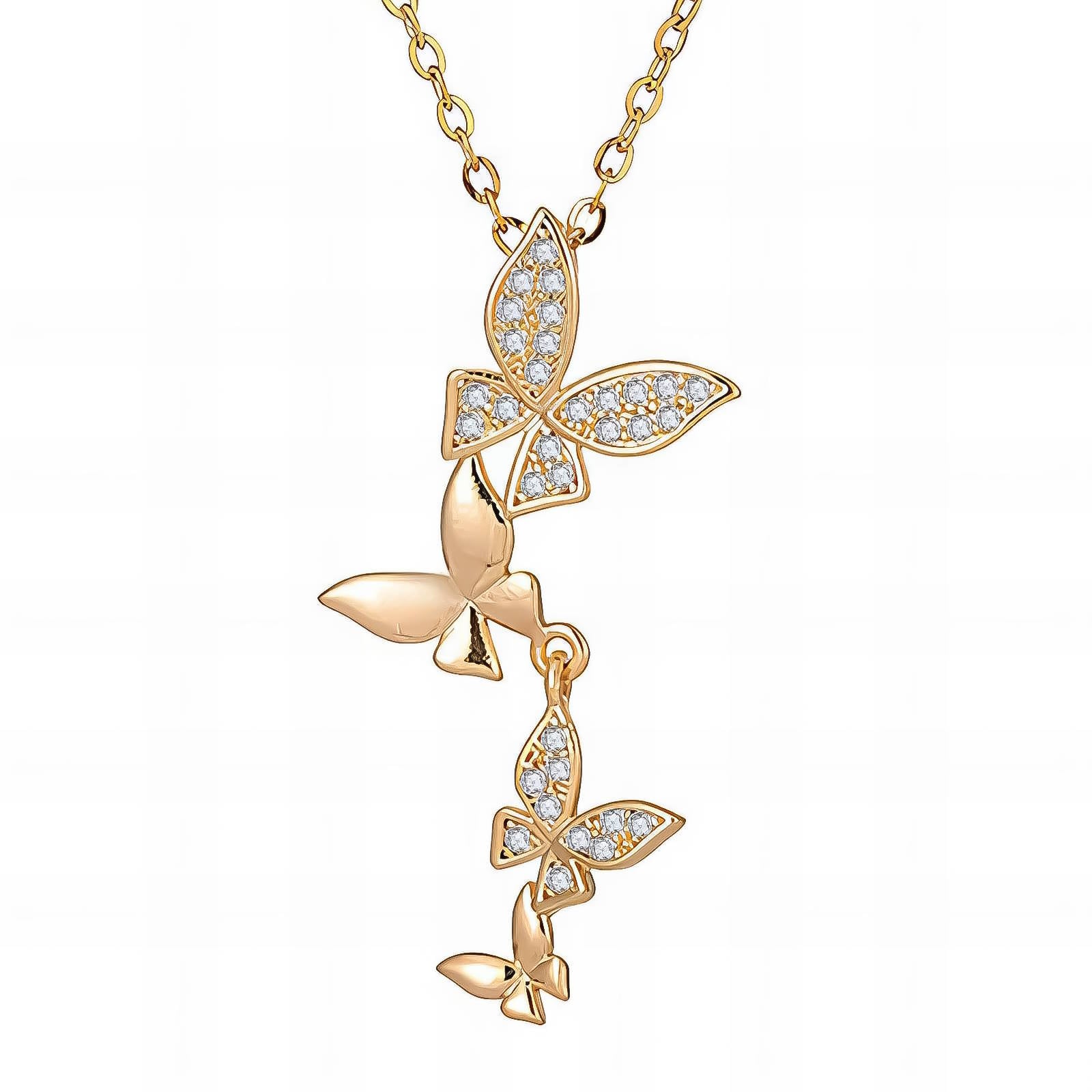 18K gold plated Stainless steel  Butterflies necklace, Intensity - The Best Accessory