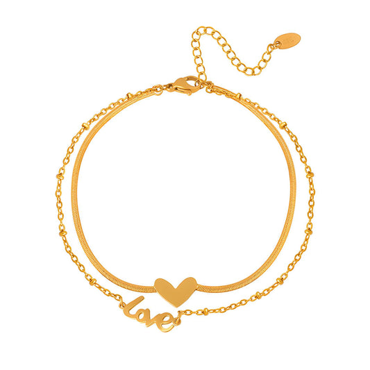 18K gold plated Stainless steel  Hearts anklet, Intensity - The Best Accessory