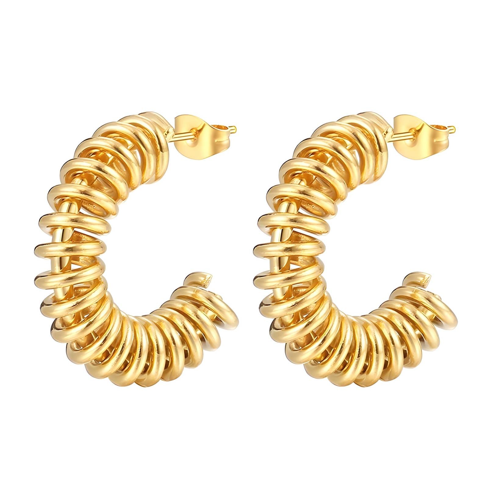 18K gold plated Stainless steel  Spiral earrings, Intensity - The Best Accessory