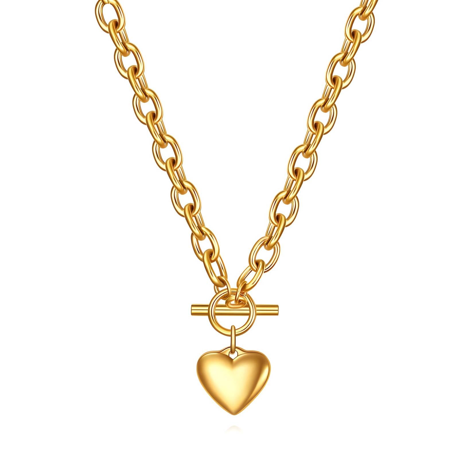 18K gold plated Stainless steel  Heart necklace, Intensity - The Best Accessory