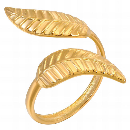18K gold plated Stainless steel  Leafs finger ring, Intensity - The Best Accessory