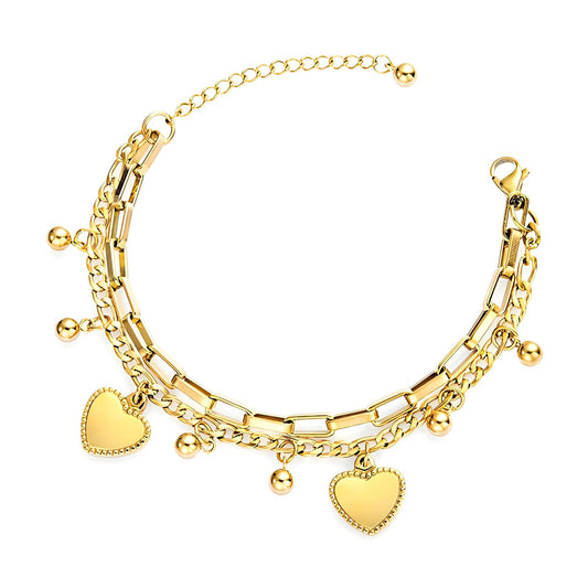 18K gold plated Stainless steel  Hearts bracelet, Intensity - The Best Accessory