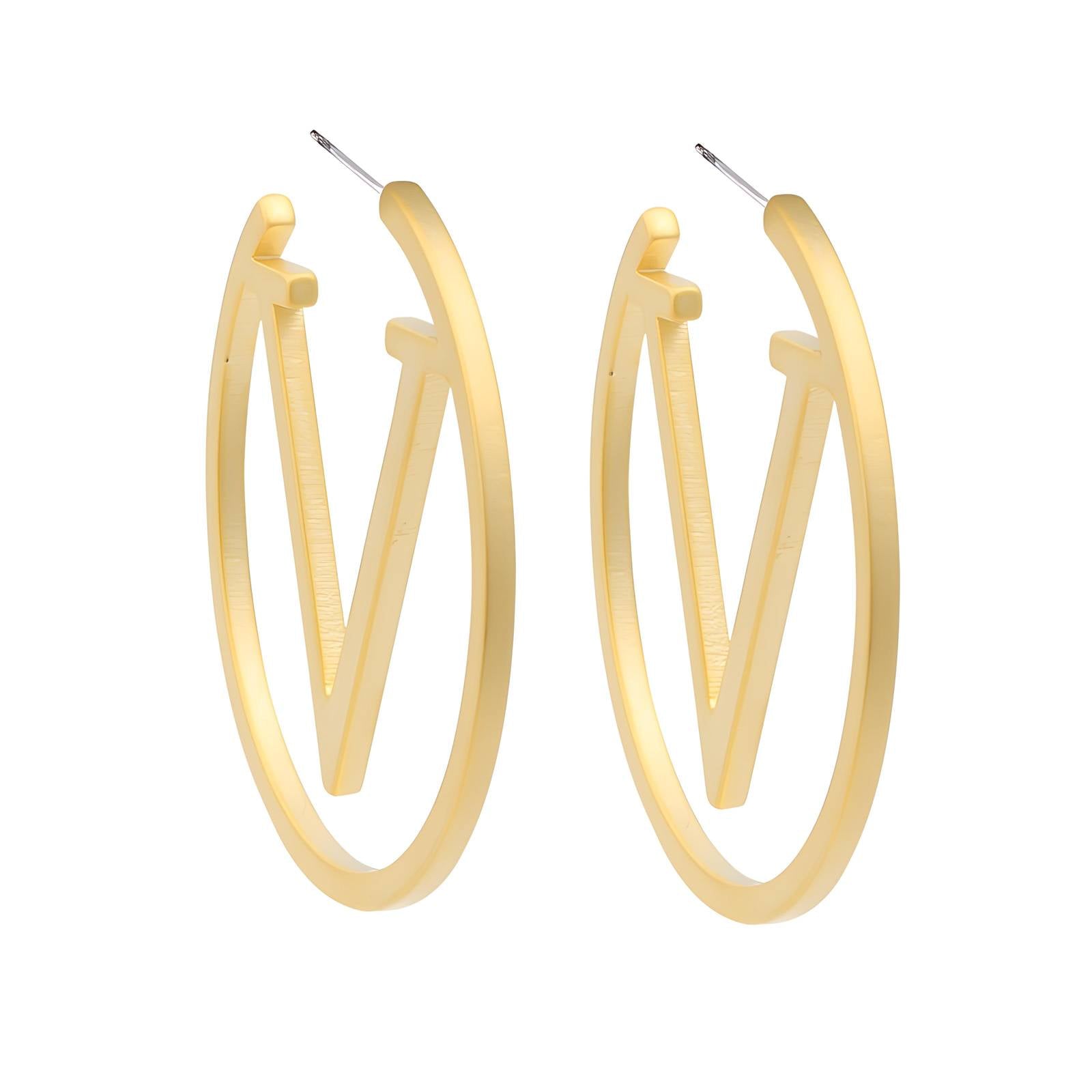 18K gold plated Stainless steel  Letter V earrings, Intensity - The Best Accessory