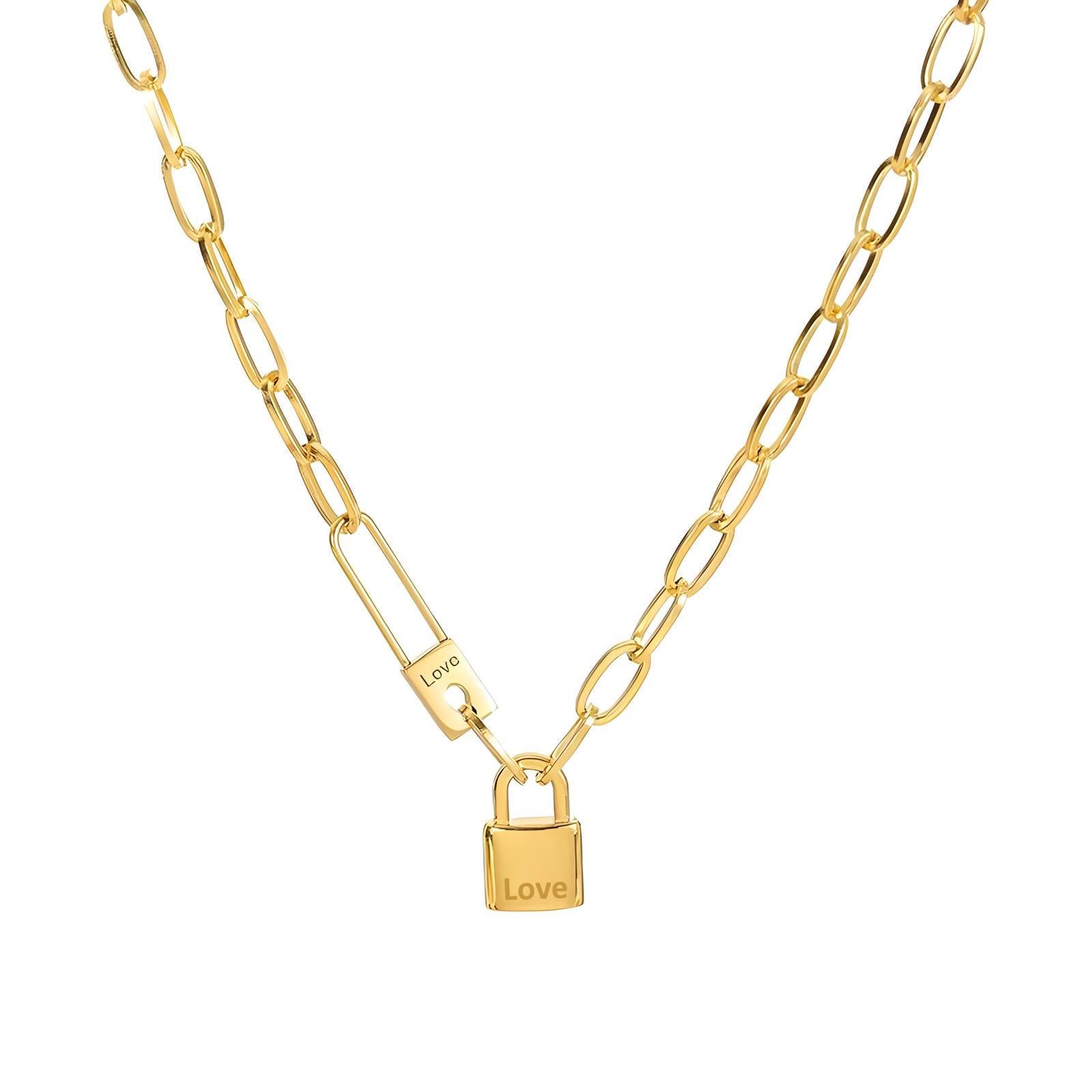18K gold plated Stainless steel  Lock necklace, Intensity - The Best Accessory